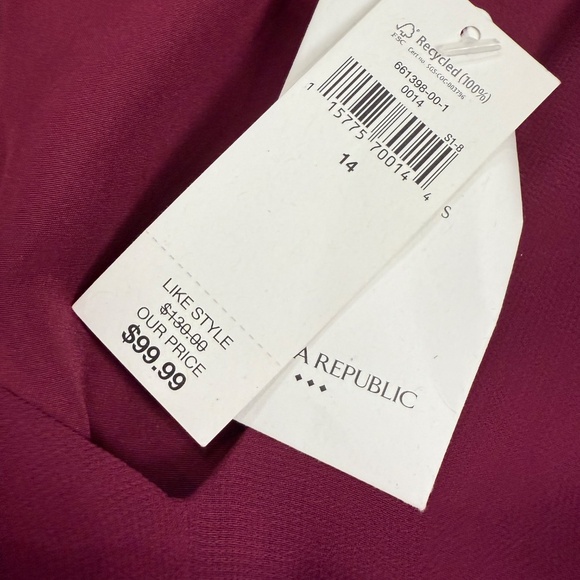 Banana Republic Women's Chiffon Burgundy Dress, Party, Wedding Guest, NWT Sz 14 - Picture 8 of 12